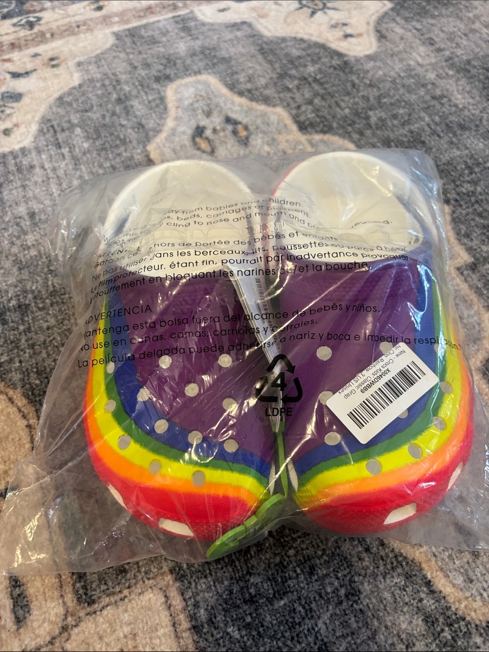 New! Kids Rainbow Slip-On crocs Shoes - size 3